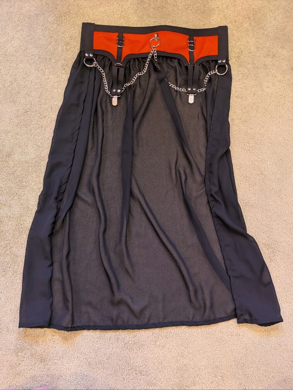 XL Faux Leather Garter Skirt Red